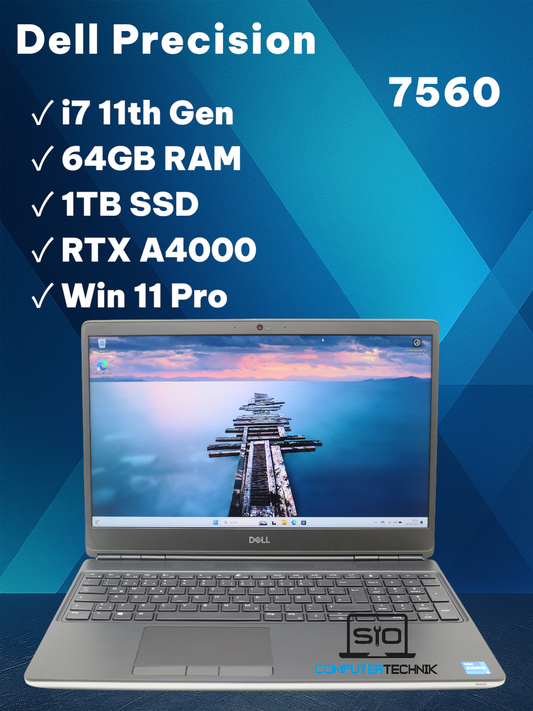 Dell Precision 7560 i7-11800H OctaCore 64GB RAM 1TB SSD 15,6" FHD RTX A4000