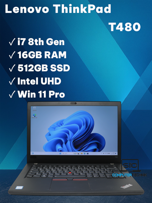 Lenovo Thinkpad T480 i7-8650u 16GB RAM 512GB SSD(neu) FHD IPS Akku neu MX150 #A1