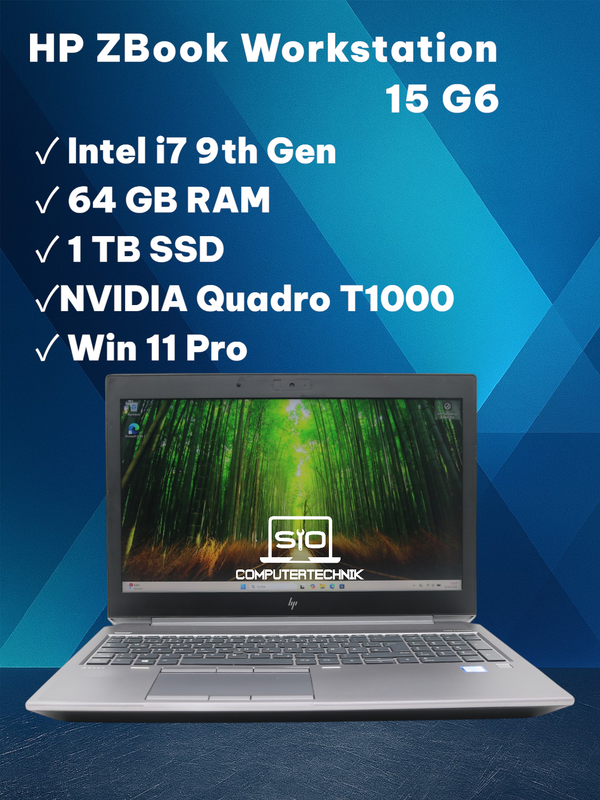 HP Zbook 15 G6 i7-9750H 64GB RAM 1TB SSD NVMe NVIDIA Quadro T1000 FULL HD Win11