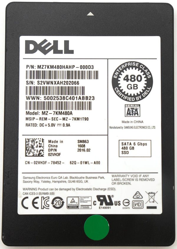 Dell Samsung SM863 480GB SSD 2,5" SATA III 6Gb/s Enterprise MZ-7KM480A