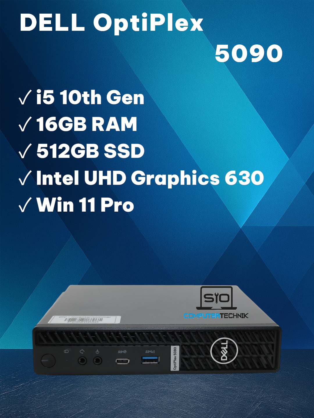 Dell OptiPlex 5090 Micro i5-10500T 16GB RAM 512GB SSD UHD Graphics 630 Win11 Pro