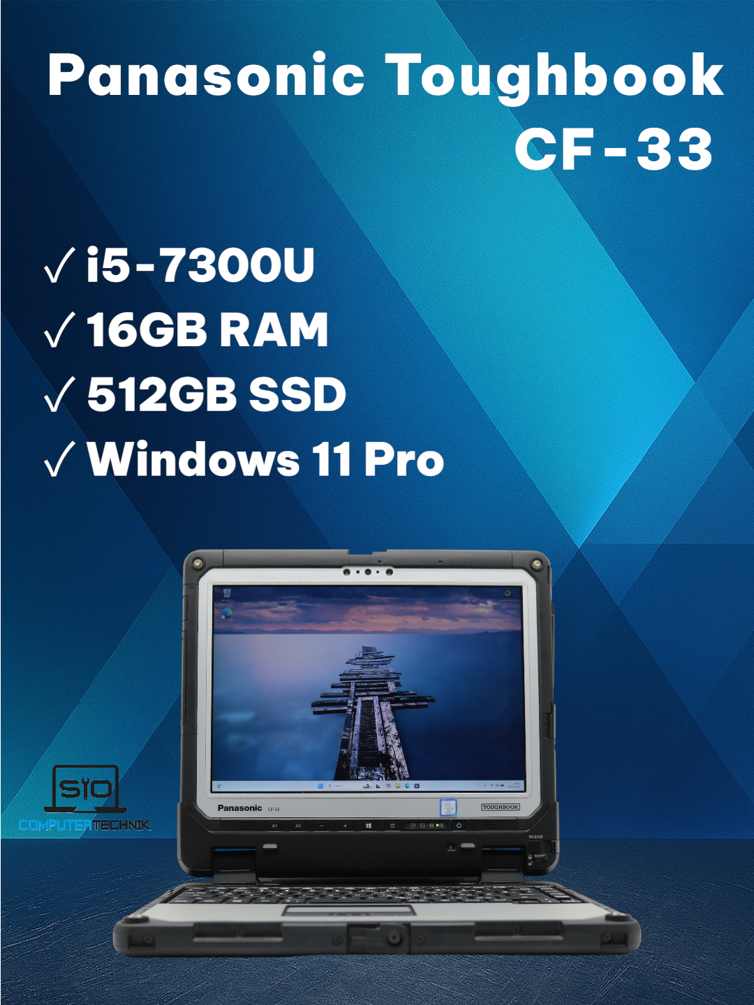 Panasonic ToughBook CF-33 MK1 Intel Core i5-7300U 16GB RAM 512GB SSD Touch Win11