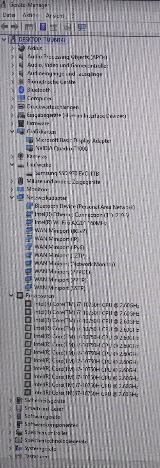 Lenovo ThinkPad P17 Gen 1  i7 10th 64GB RAM 1TB SSD Quadro T1000 17,3″ FHD Win11