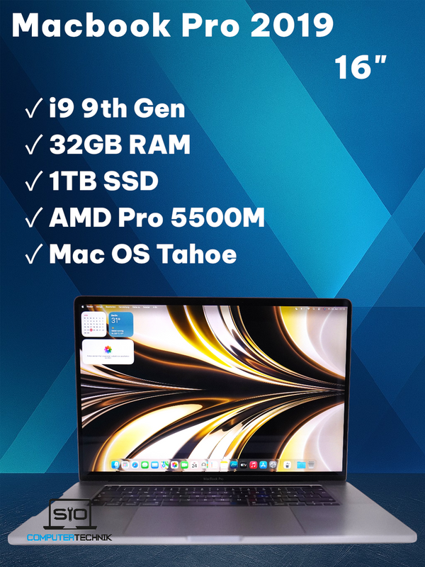 MacBook Pro 2019 16" i9-9th Gen 32GB RAM 1TB SSD AMD Radeon 5500M QWERTZ #71