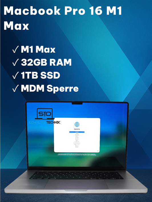 Apple MacBook Pro 16" M1 Max 32GB RAM 1TB SSD QWERTY MDM Sperre #450