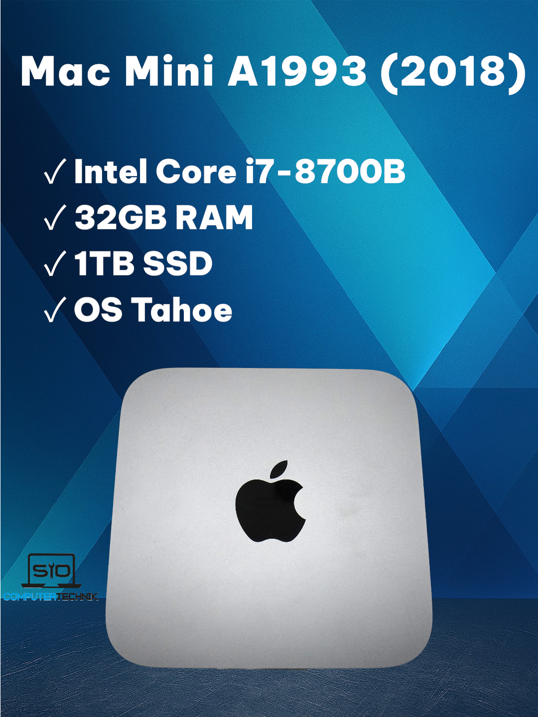 Apple Mac Mini 8,1 2018 A1993 Intel i7-8700B 32GB RAM 1TB SSD Intel UHD 630
