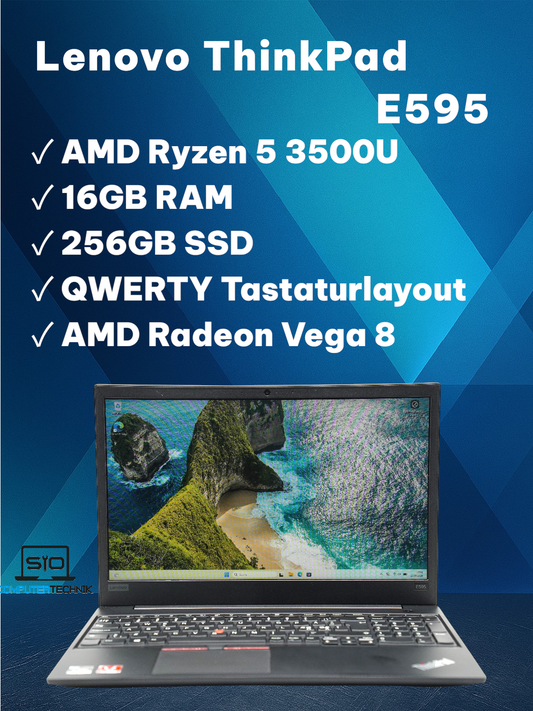 Lenovo ThinkPad E595 AMD Ryzen 5 3500U 16GB RAM 256GB SSD QWERTY Win11 #WK1
