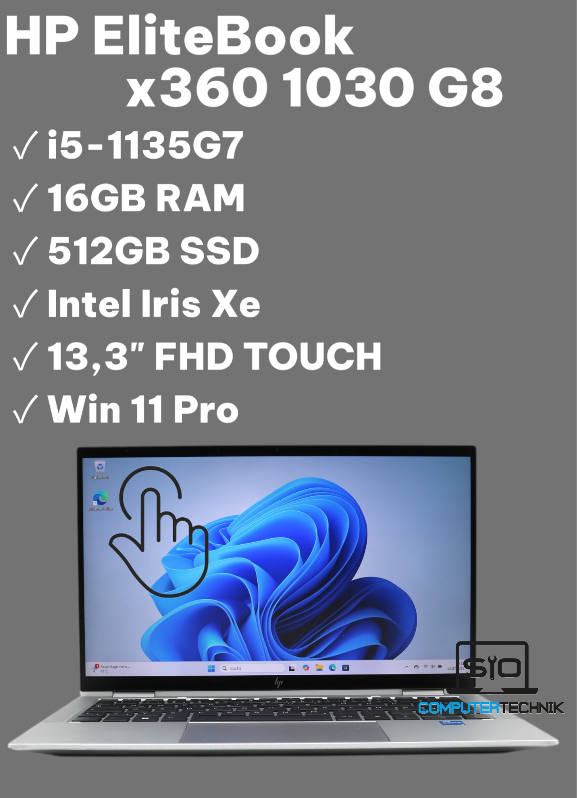 HP Elitebook x360 1030 G8 i5-1135G7 16GB RAM 512GB SSD FullHD Touch Fingerprint