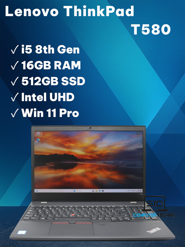 Lenovo ThinkPad T580 i5-8350u 16GB RAM 512GB SSD 15,6" FullHD Win11 2x Akku