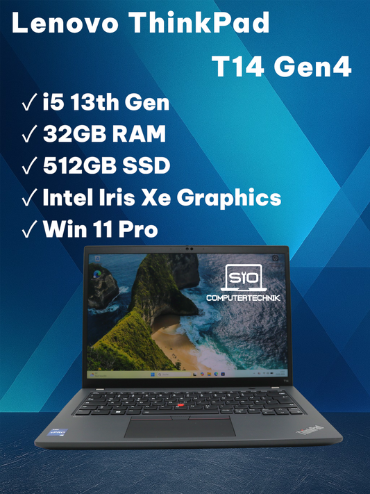 Lenovo Thinkpad T14 Gen4 i5 13th Gen 32GB RAM 512GB SSD 14'' FULL HD+ IPS TOUCH