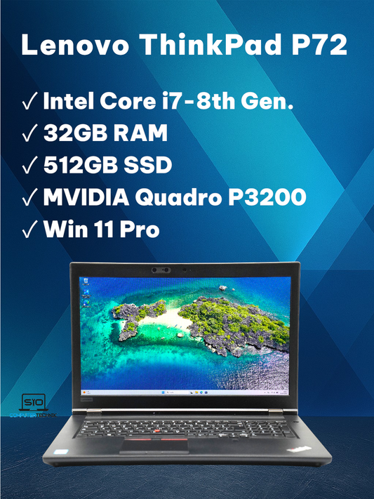 Lenovo ThinkPad P72 17,3" Workstation i7-8850H 32GB RAM 512GB SSD NVIDIA P3200
