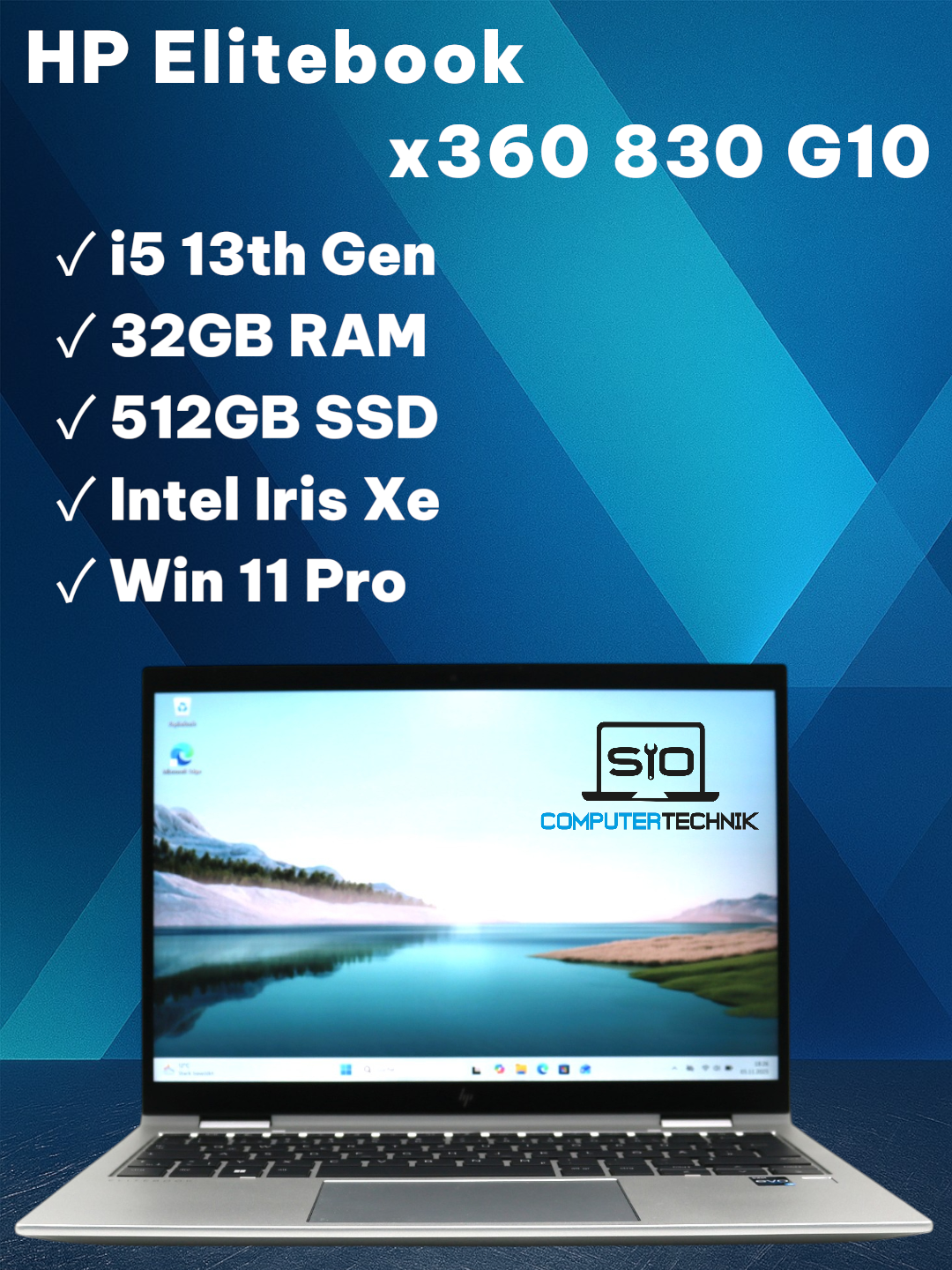 HP Elite X360 830 G10 2in1 i5-1335u 32GB RAM 512GB SSD 13,3'' FullHD Touch #H1