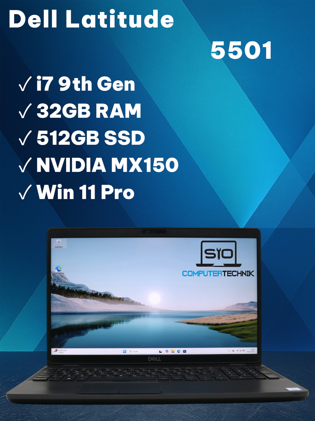 Dell Latitude 5501 i7-9850H 32GB RAM 512GB SSD NVMe 15,6" FullHD NVIDIA MX150