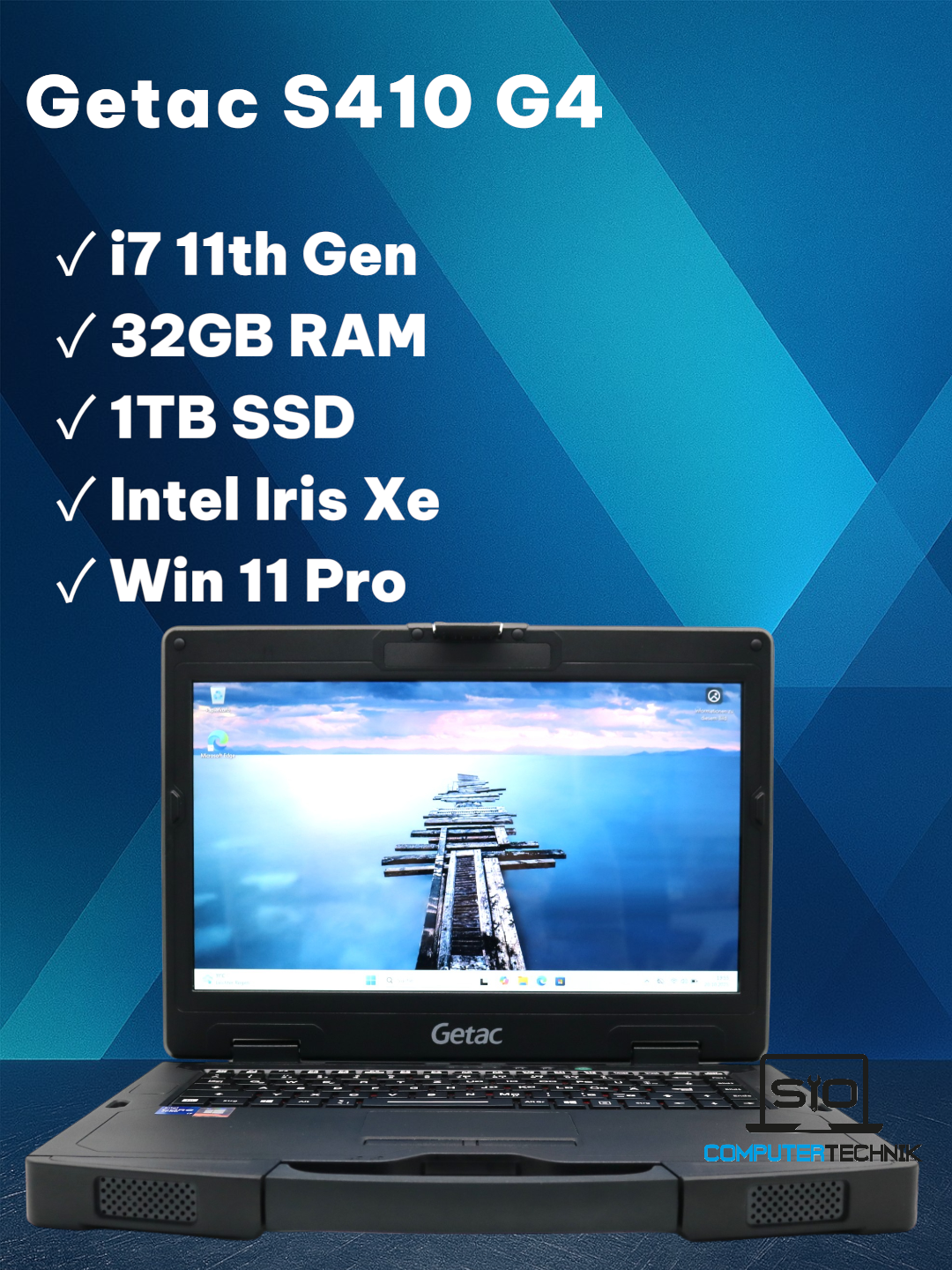 Getac S410 G4 Rugged Intel Core i7-1185G7 32GB RAM 1TB SSD 14" FHD TOUCH Win11