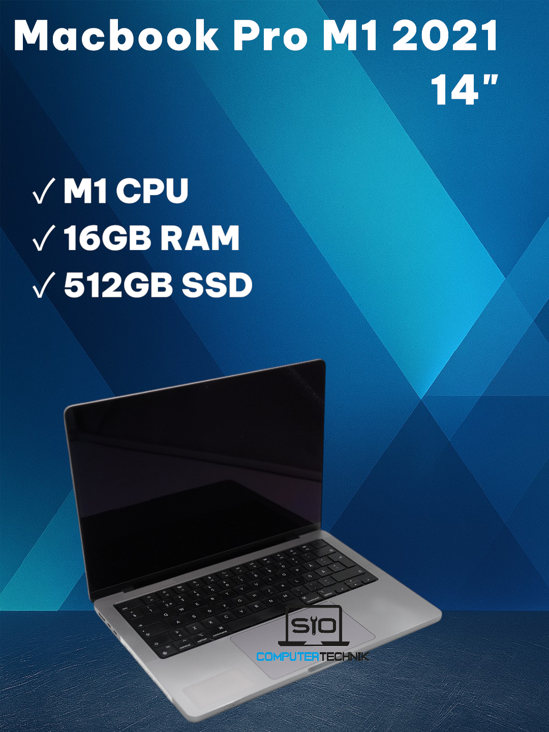 Apple MacBook Pro 14" M1 Pro 16GB RAM 512GB SSD QWERTY (Schwedisch) MDM Sperre