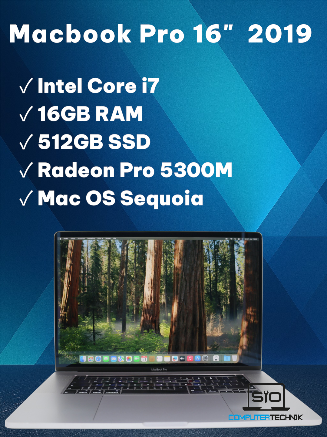 MacBook Pro 2019 16" i7-9th Gen. 16GB RAM 512GB SSD AMD Radeon 5300 GPU #570