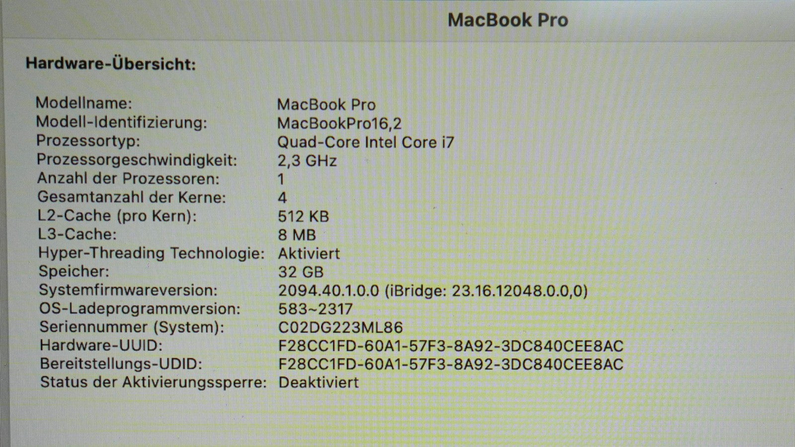 Apple MacBook Pro 13,3" 2020 Intel i7 32GB RAM 1TB SSD Retina Display #801