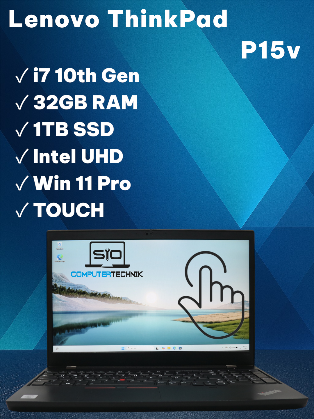 Lenovo ThinkPad P15v Gen1 i7-10875H 32GB RAM 1TB SSD 15,6″ FullHD Touch Win11