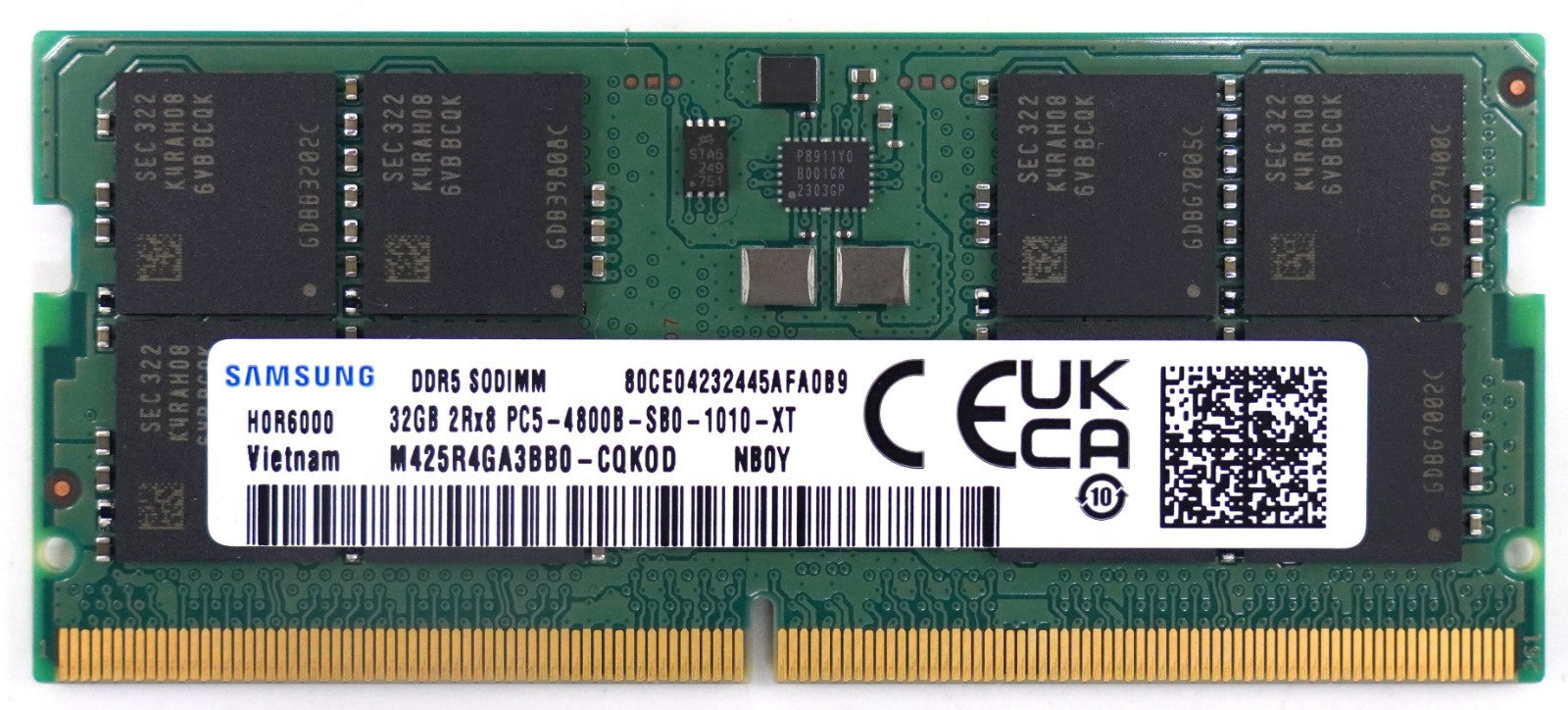 Samsung 32GB DDR5 4800MHz SO-DIMM Laptop RAM (2Rx8) | PC5-4800B-SB0-1010-XT