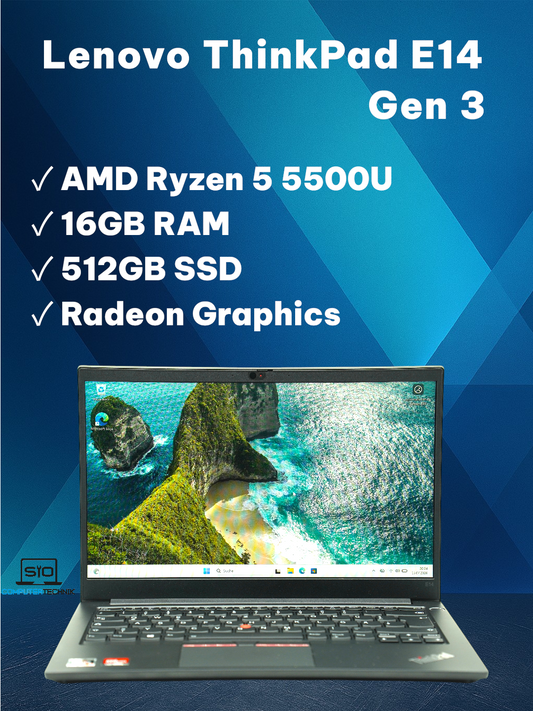 Lenovo ThinkPad E14 Gen3 Ryzen 5 5500U 16GB RAM 512GB SSD 14''FullHD Win11
