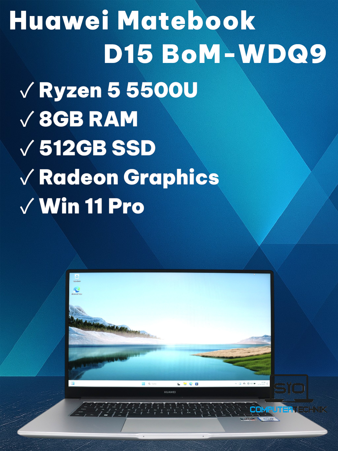 Huawei Matebook D15-WDQ9 AMD Ryzen 5 5500U 8GB RAM 512GB SSD Win11 QWERTY