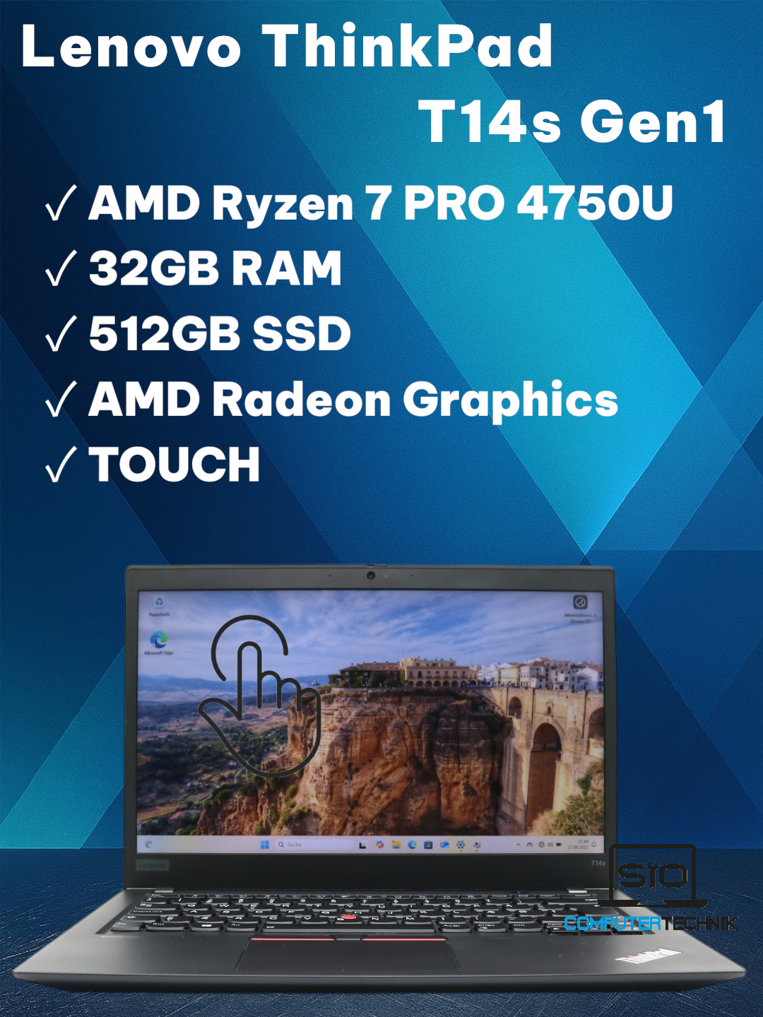 Lenovo ThinkPad T14s Gen1 Ryzen 7 Pro 4750U 32GB RAM 512GB SSD 14" Touch QWERTY