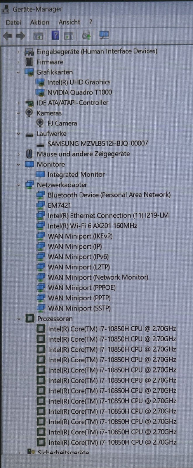 Fujitsu Celsius H7510 CAD i7-10850H 6Kerne 32GB RAM 512GB SSD T1000 Hervorragend
