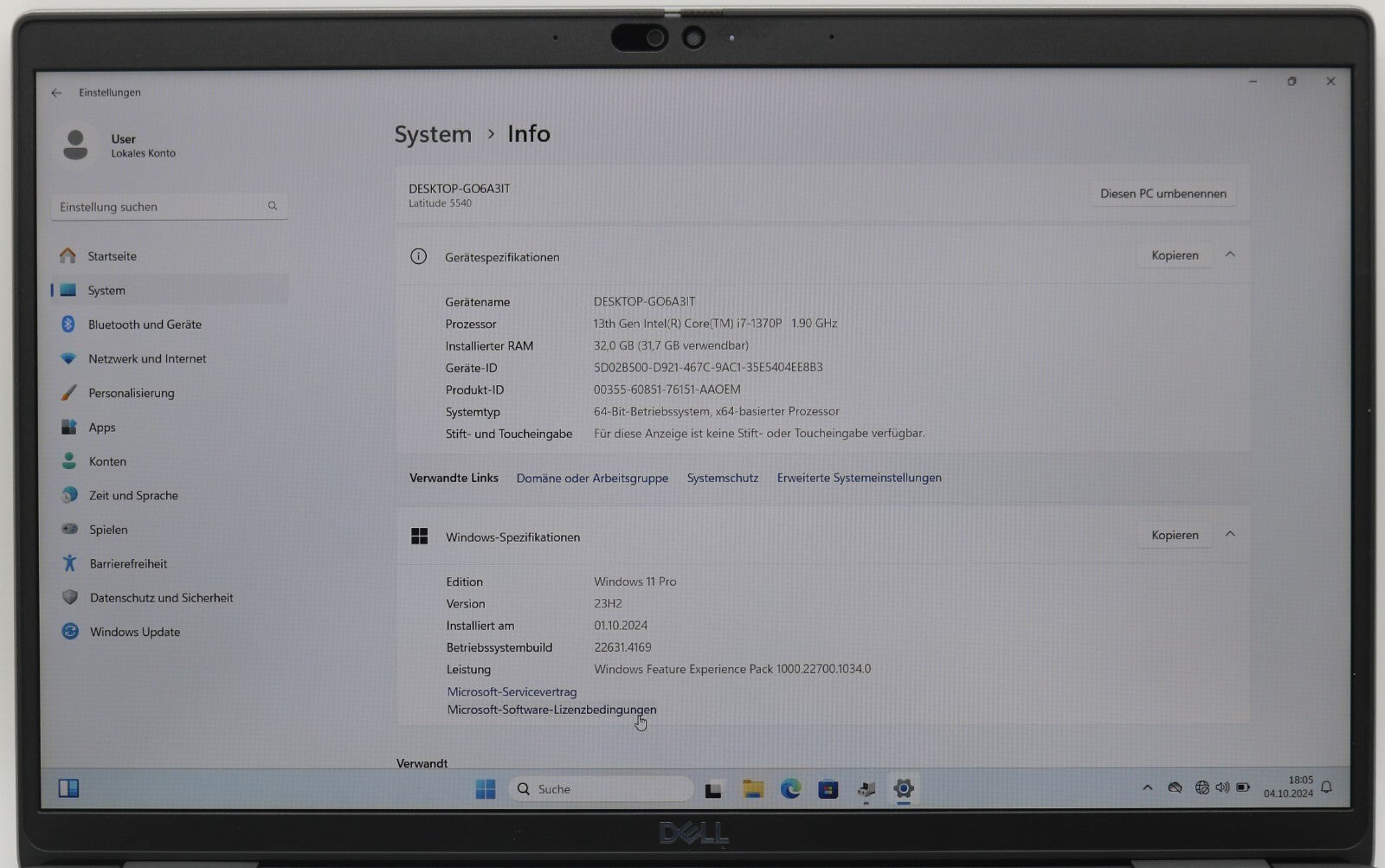 Dell Latitude 5540 i7-1370P 32GB DDR5 RAM 512GB SSD 15,6 FullHD  Win11 #D1