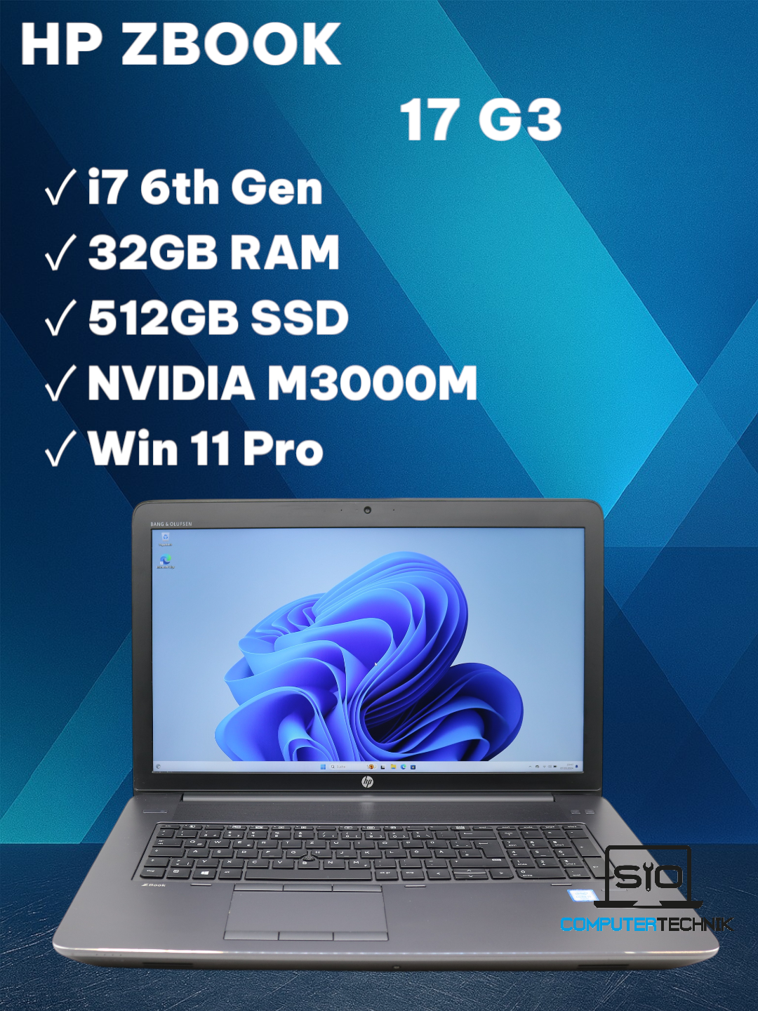 HP Zbook 17 G3 i7-6820HQ 32GB RAM 512GB SSD NVIDIA Quadro M3000M 17" FullHD