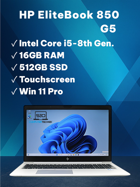 HP Elitebook 850 G5 i5-8350U 16GB RAM 512GB SSD 15,6 FullHD TOUCH Win11