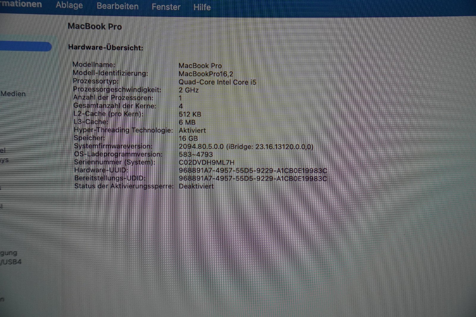 MacBook Pro 2020 13,3" Retina i5-10th Gen. 16GB RAM 512GB SSD Intel Iris+ #661