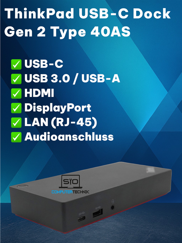 Lenovo ThinkPad USB-C Dock Gen2 40AS Dockingstation mit Netzteil 90W+USB-C Kabel