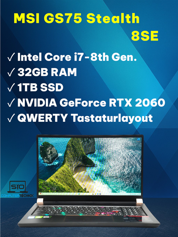 MSI Gaming GS75 Stealth 8SE i7-8th 32GB RAM 1TB SSD GeForce RTX 2060 QWERTY W11