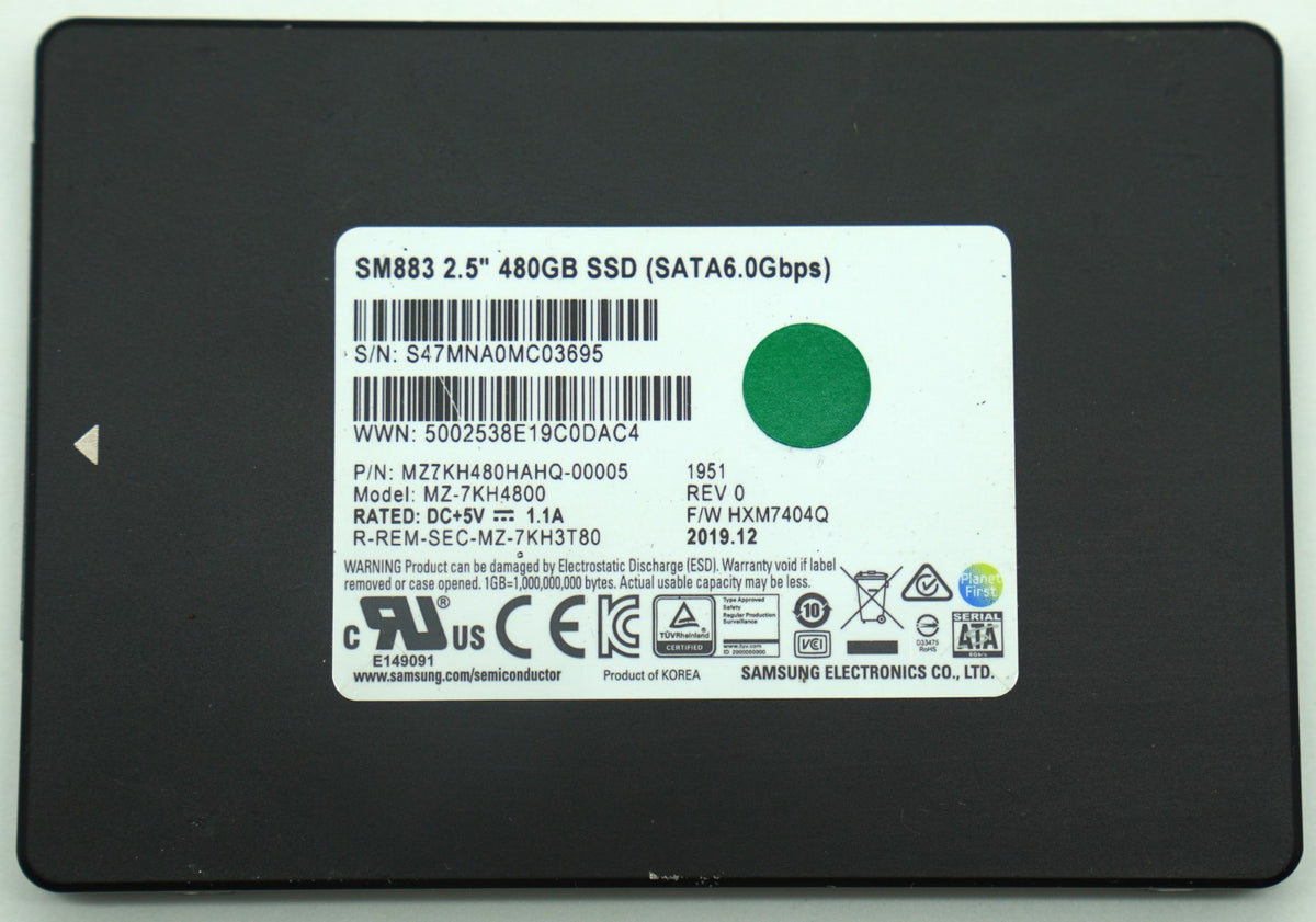 Samsung SM883 480GB SSD 2,5" SATA III 6Gb/s Enterprise MZ7KH480HAHQ
