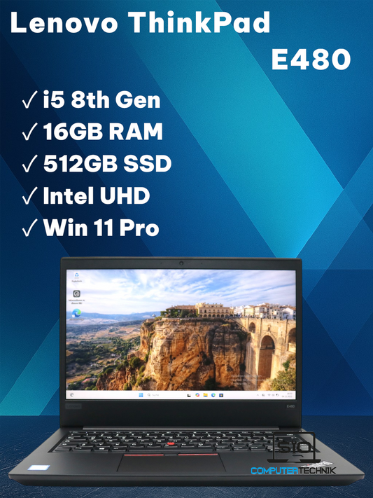 Lenovo ThinkPad E480 – i5-8250U 16 GB RAM 512 GB SSD NVMe 14″ Full HD Windows 11