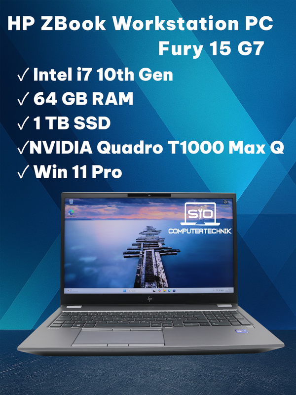 HP Zbook Fury 15 G7 i7-10750H 64GB RAM 1TB SSD NVMe NVIDIA Quadro T1000 Max Q