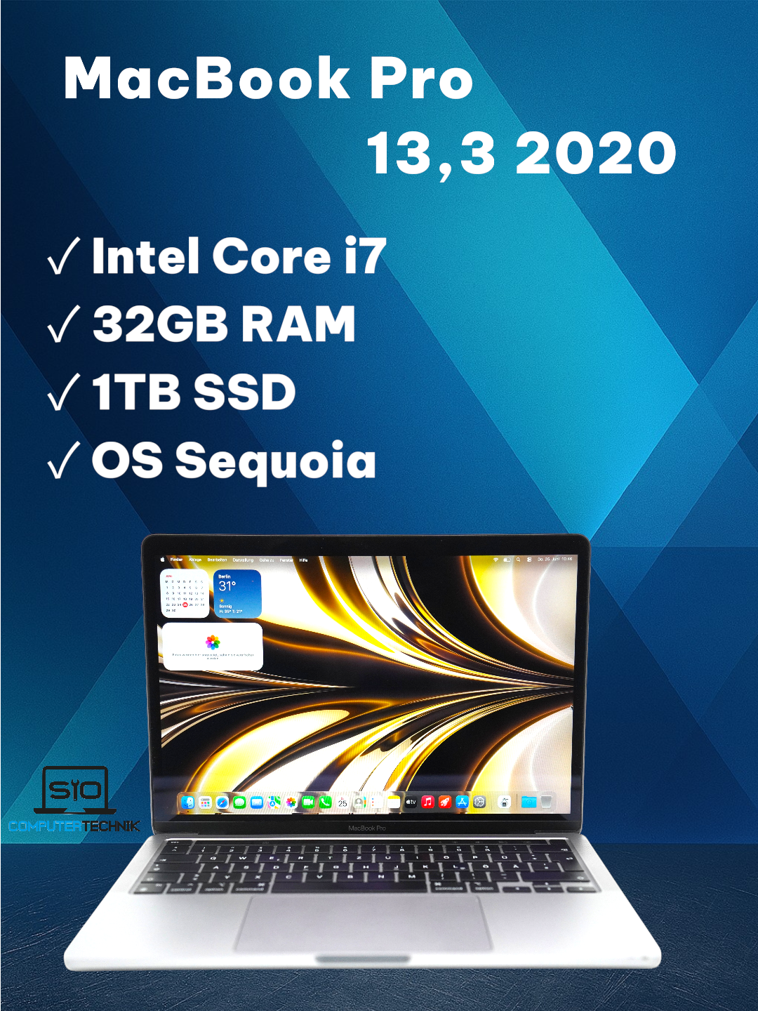 Apple MacBook Pro 13,3" 2020 Intel i7 32GB RAM 1TB SSD Retina Display #801
