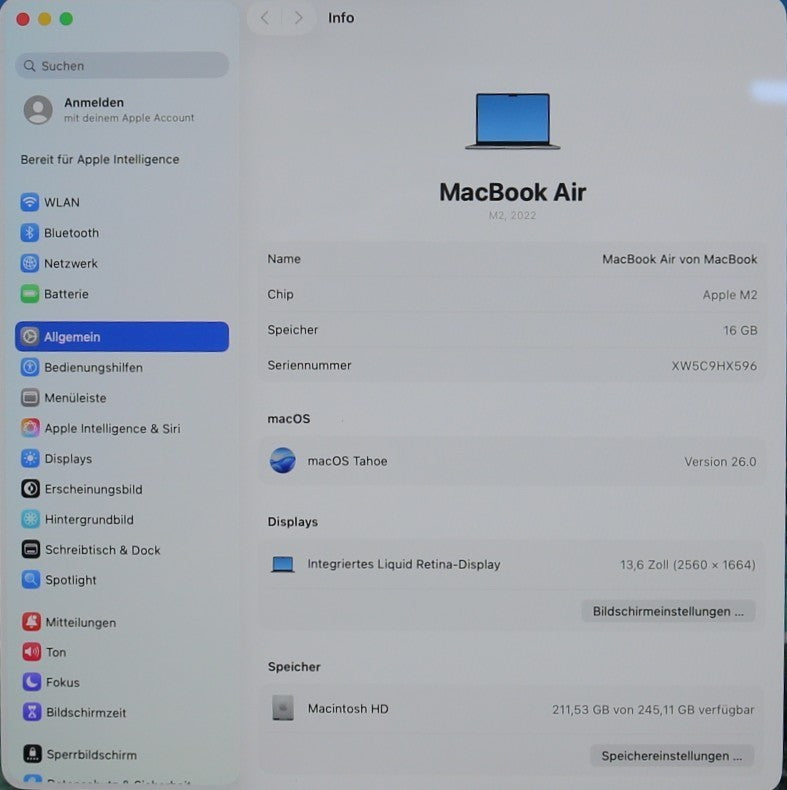 Apple MacBook Air 13.6″ (2022) – Apple M2 16 GB RAM 256 GB SSD macOS Sequola #Q2