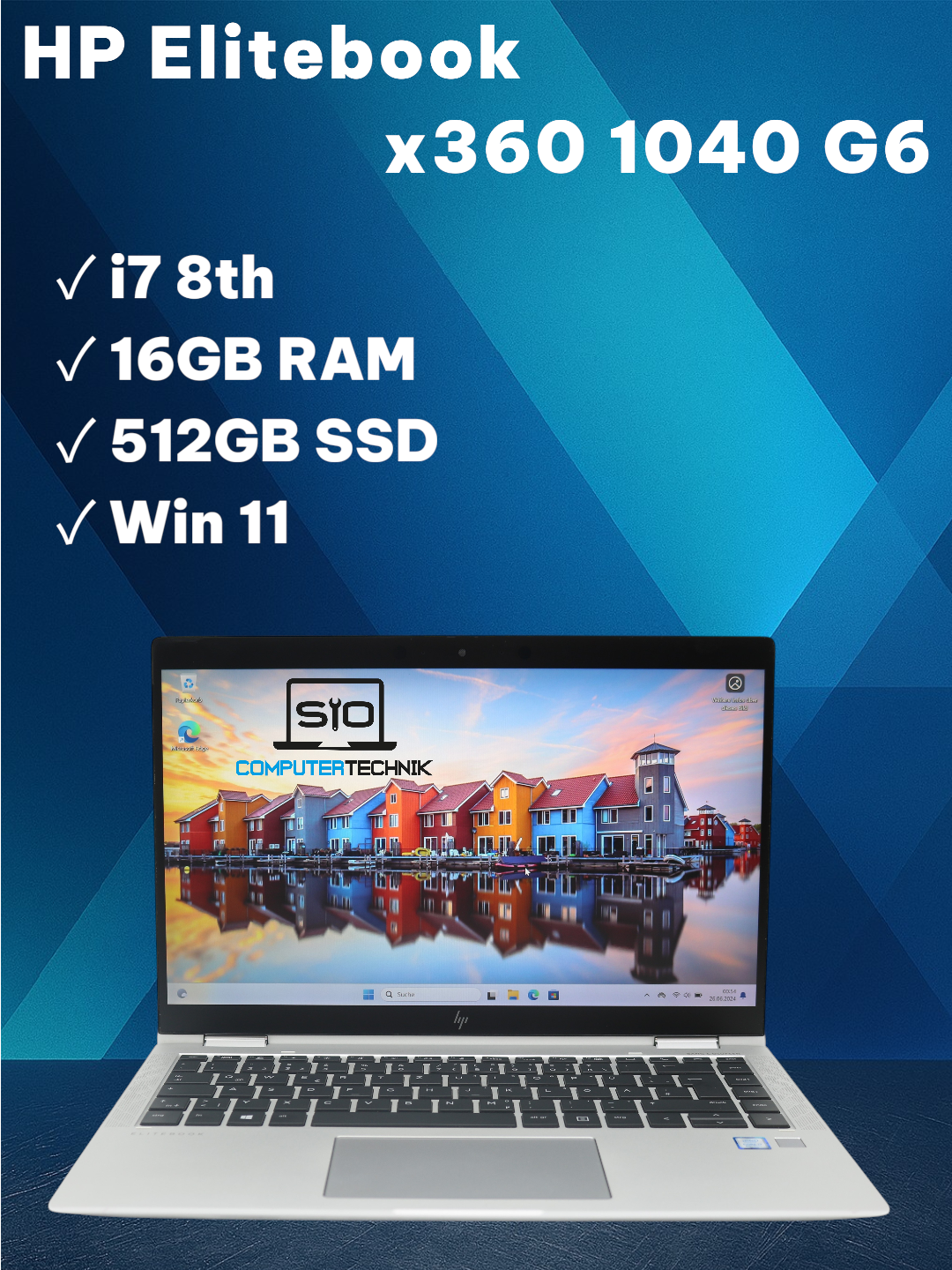 HP Elitebook X360 1040 G6 i7-8565U 16GB RAM 512GB SSD 2in1 Touch matt LTE Win11