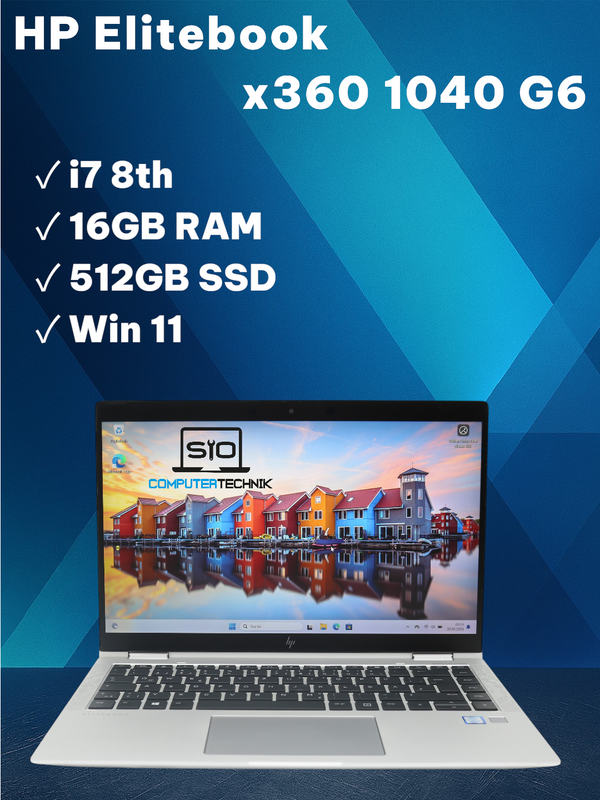 HP Elitebook X360 1040 G6 i7-8565U 16GB RAM 512GB SSD 2in1 Touch matt LTE Win11