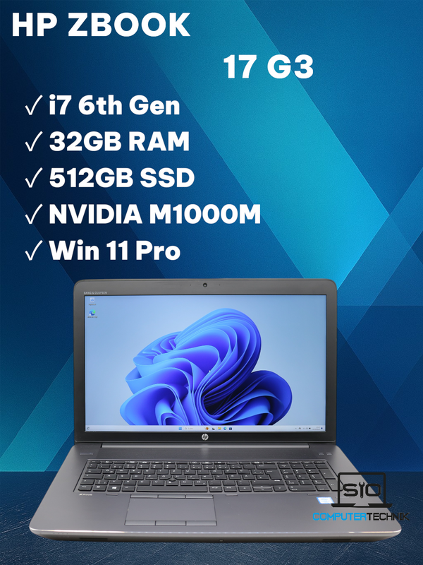 HP Zbook 17 G3 i7-6700HQ 32GB RAM 512GB SSD NVIDIA Quadro M1000M 17" FullHD