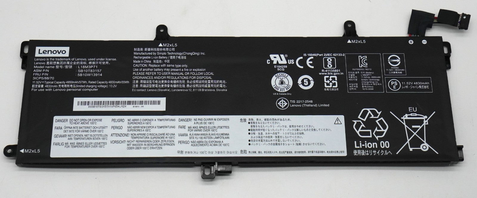 Lenovo Original Akku L18M3P71 für T590 T15 T15Gen2 P15s 57Wh 4950 mAh 38ZYK 90%