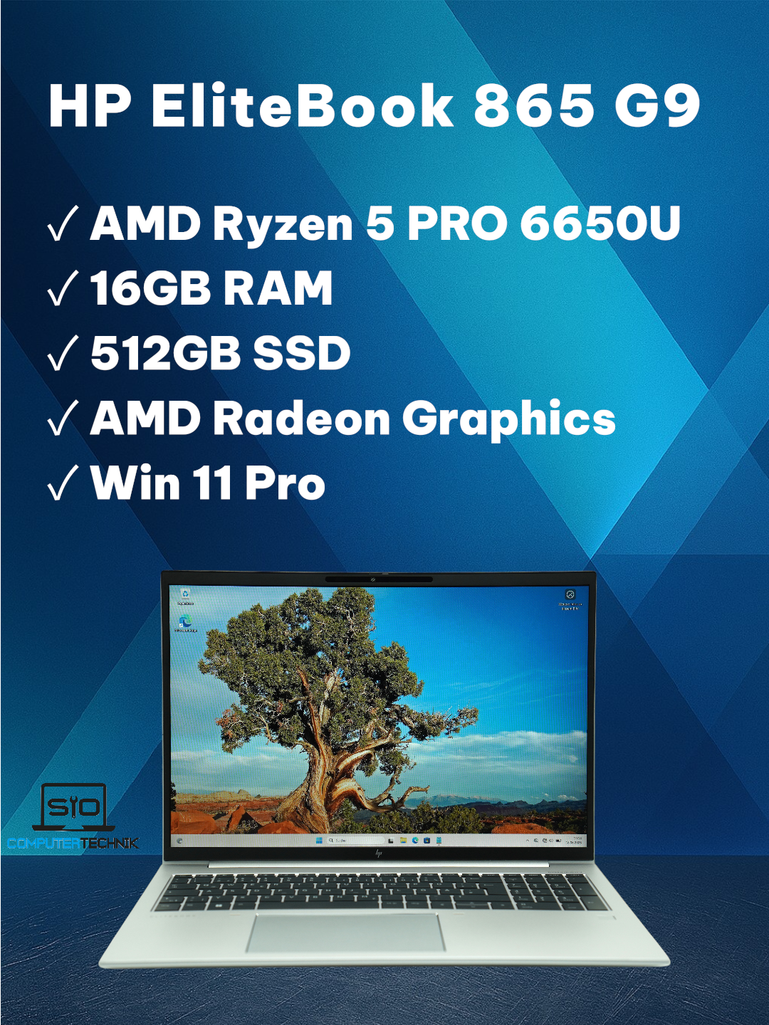 HP EliteBook 865 G9 AMD Ryzen 5 PRO 6650U 16GB RAM 512GB SSD 16'' FHD+ Win11 #W1