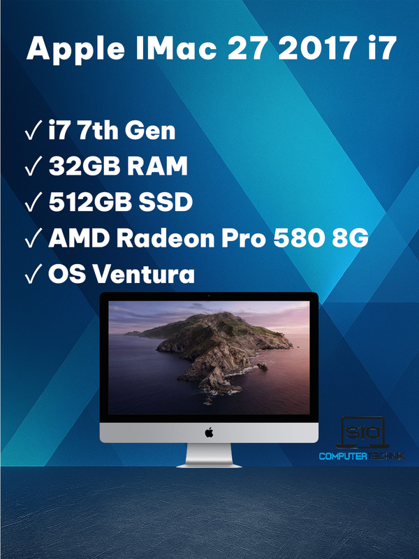 Apple iMac 27″ (2017) – Intel Core i7, 32GB RAM, 512GB SSD, Radeon Pro 580 8GB, 5K Retina, macOS Ventura