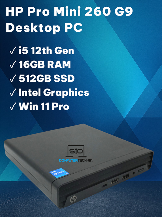 HP Pro Mini 260 G9 – Intel Core i5-1235U | 16GB RAM | 512GB SSD | Windows 11