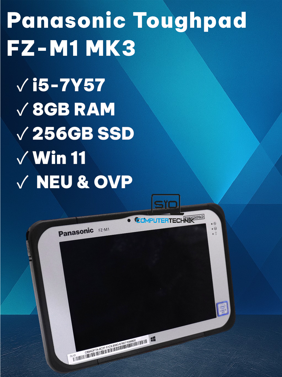 Panasonic Toughpad FZ-M1 MK3 – i5-7Y57 | 8GB RAM | 256GB SSD | NEU & OVP