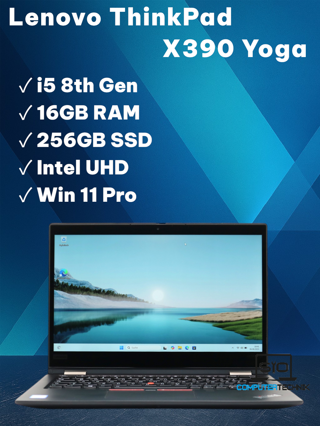 Lenovo ThinkPad X390 Yoga – i5-8th 16GB RAM 256GB SSD 13,3" FullHD Touch Stift