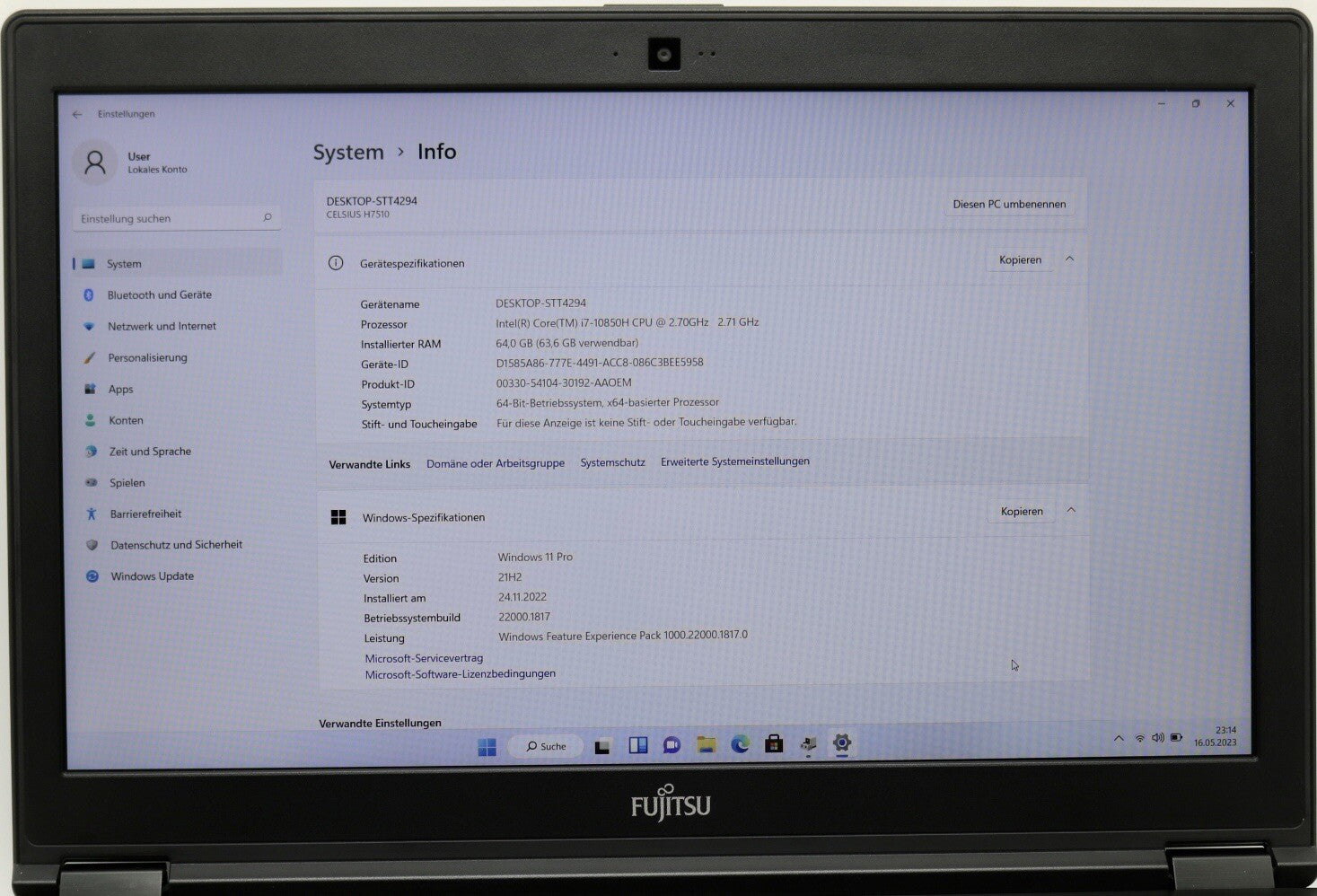 Fujitsu Celsius H7510 i7-10850H 6 Kerne 64GB RAM 1TB SSD (neu) Quadro T1000