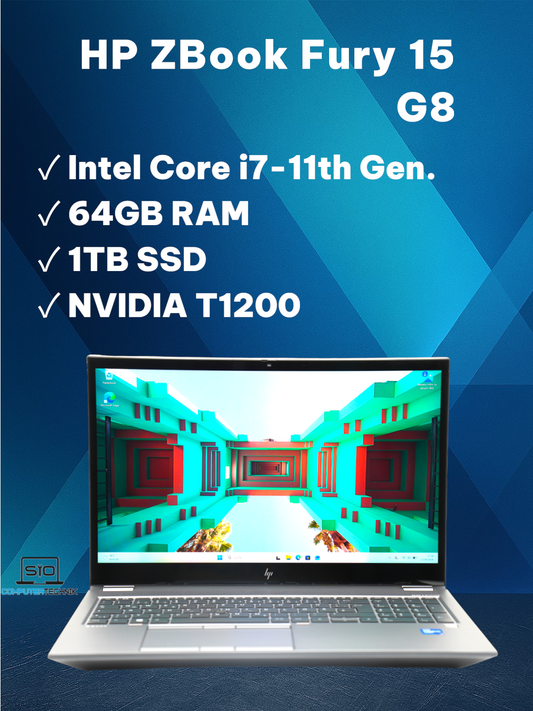 HP ZBook Fury 15 G8 Mobile Workstation i7-11800H 64GB RAM 1TB SSD NVIDIA T1200