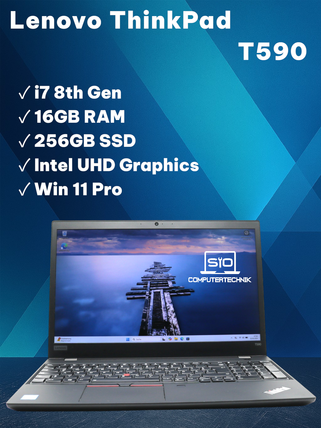 Lenovo ThinkPad T590 i7-8565U 16GB RAM 256GB SSD 15,6" FullHD Win11 Pro #G1